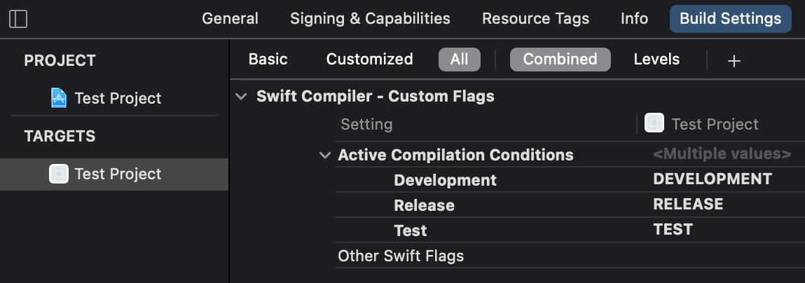 Xcode Active Compilation Conditions